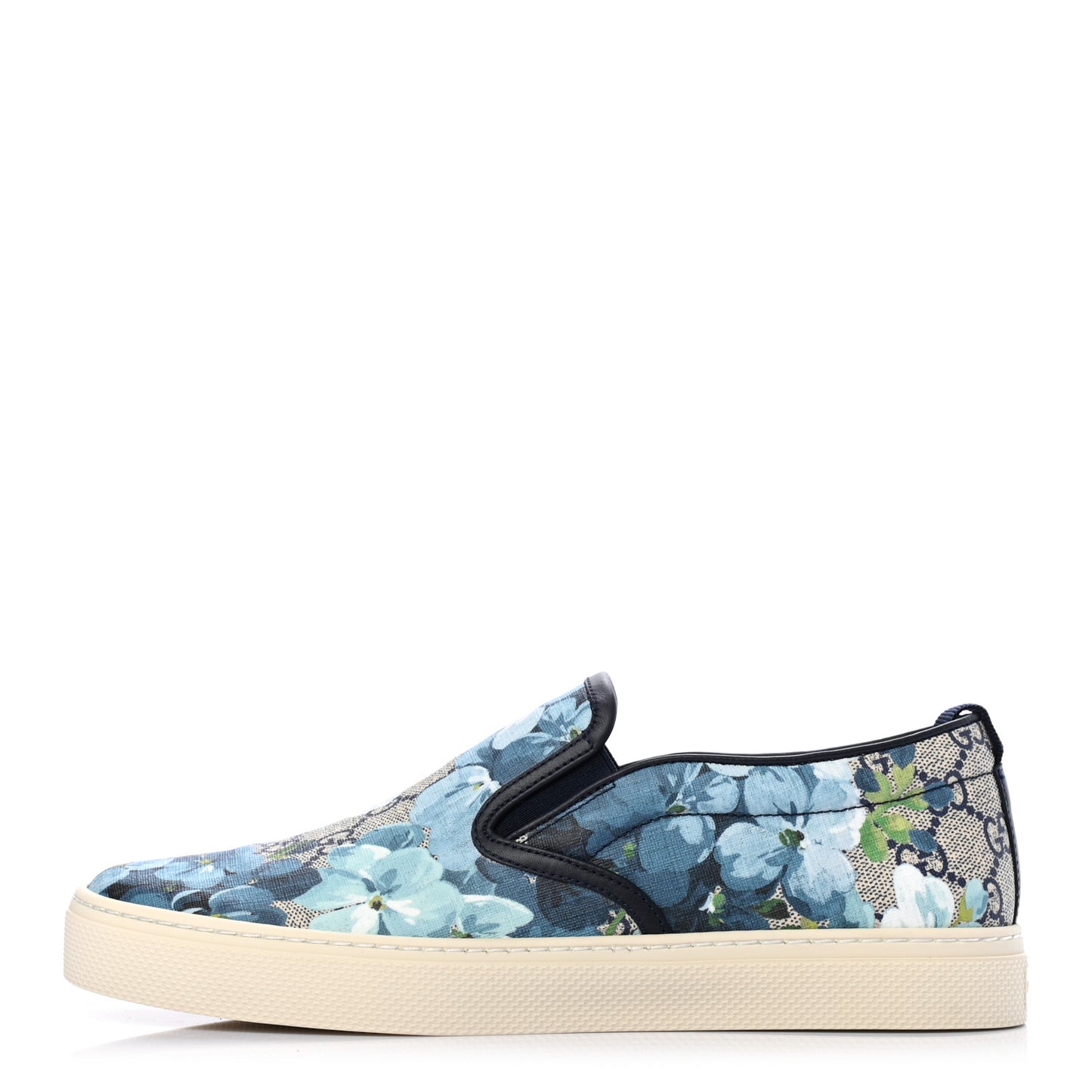 GG Supreme Monogram Blooms Mens Dublin Slip On Sneakers 6 Beige Blue Navy