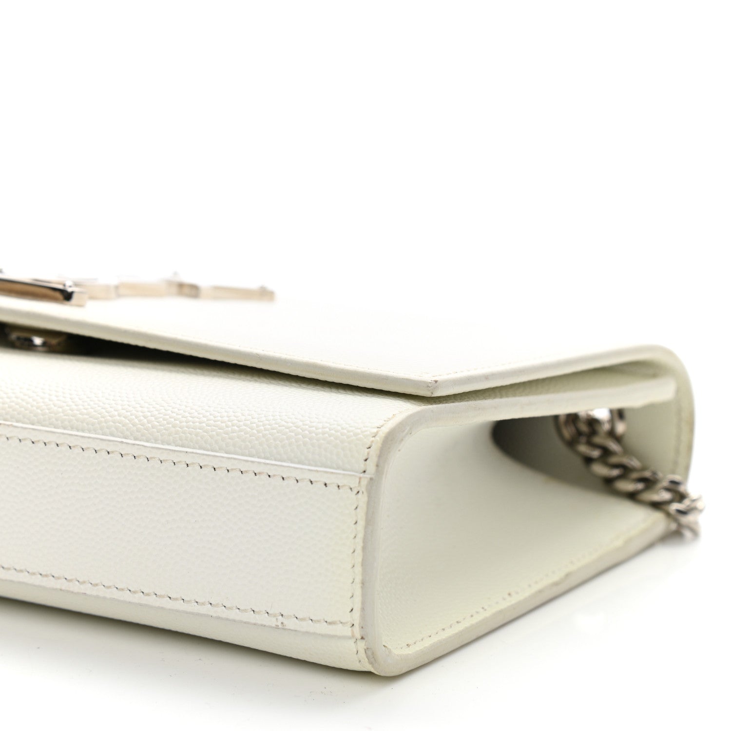 Saint Laurent Grain De Poudre Small Monogram Kate Satchel Icy White 8 of 10