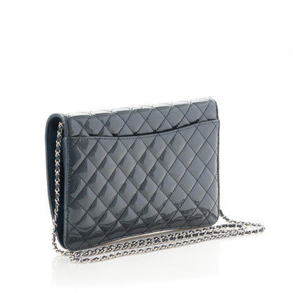 Chanel Patent Quilted Clutch Flap Dark Blue 3 of 6