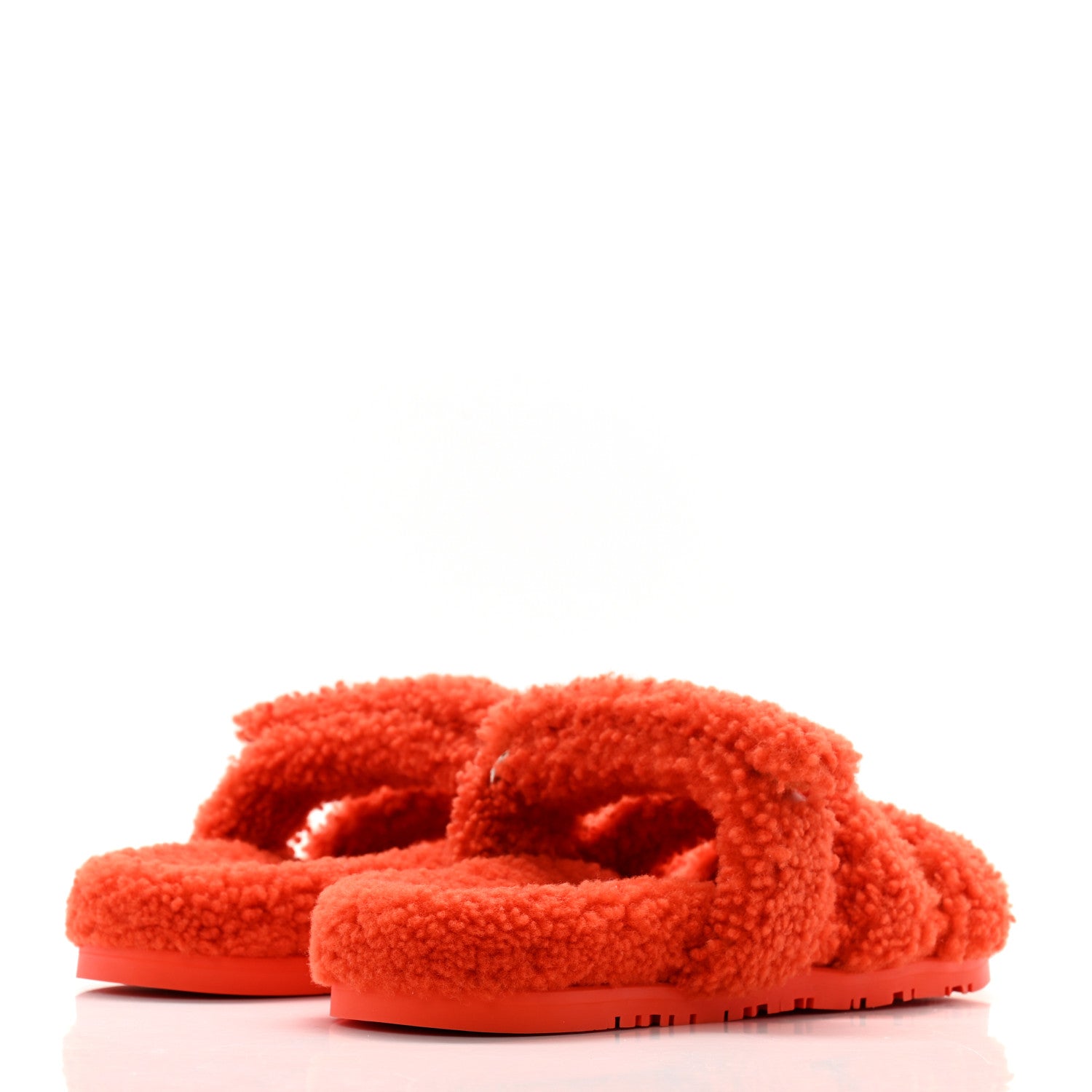 Hermes Woolskin Womens Chypre Sandals 37 Orange 4 of 8