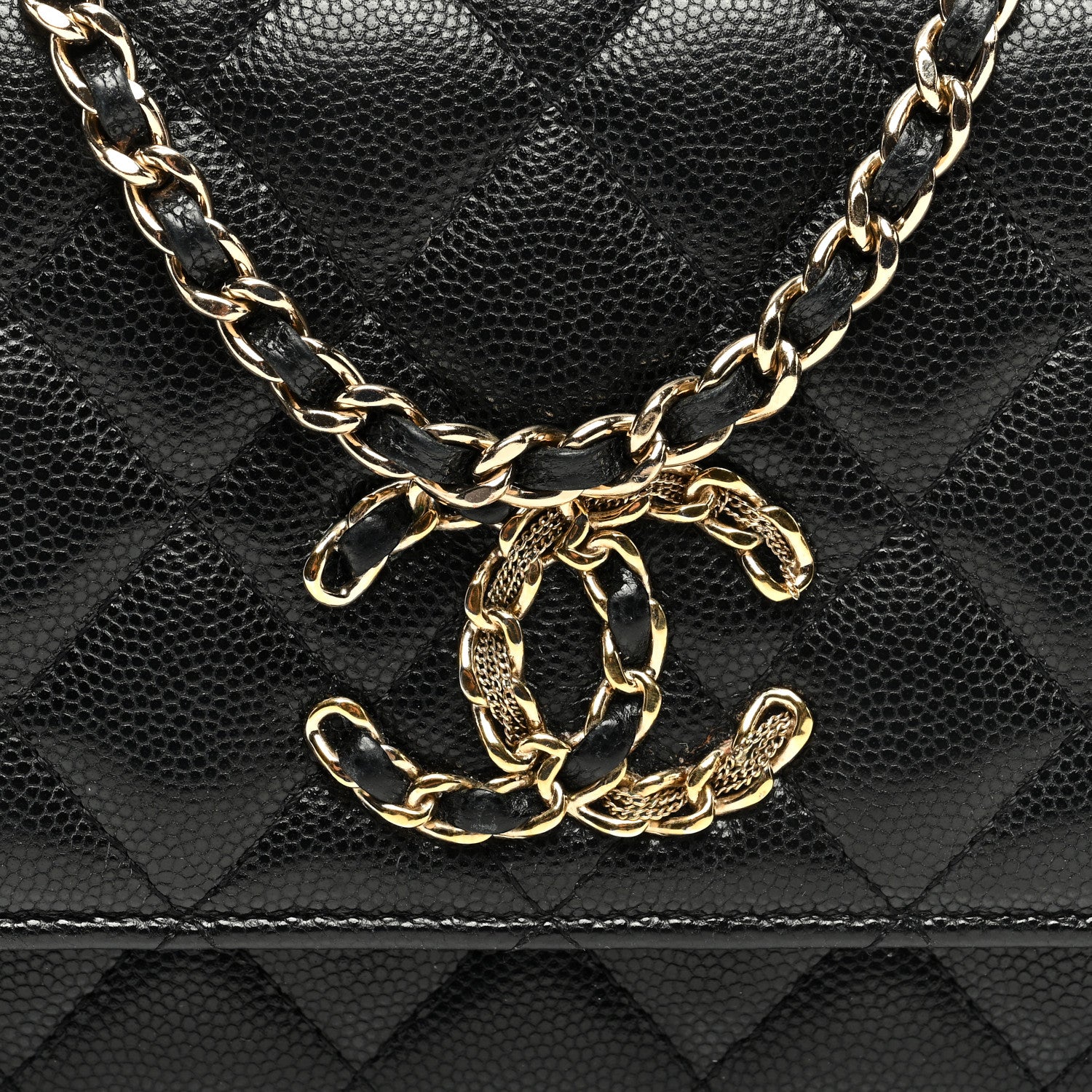 Chanel Caviar Quilted French New Wave Chain CC Wallet On Chain WOC Black 8 of 11