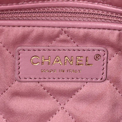 Chanel Shiny Calfskin Quilted Chanel 22 Drawstring Bag Pink 7 of 11