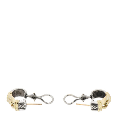 David Yurman Sterling Silver 14K Yellow Gold Buckle Earrings 3 of 4