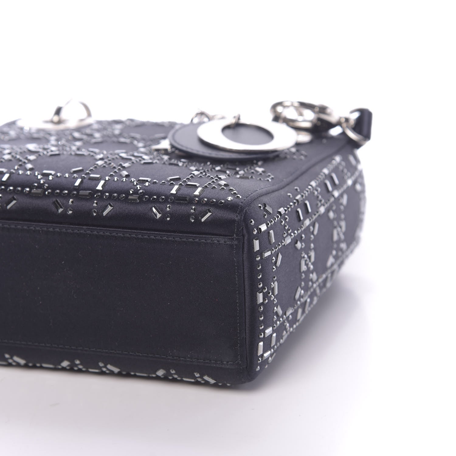 Christian Dior Satin Crystal Cannage Mini Lady Dior Navy 8 of 10