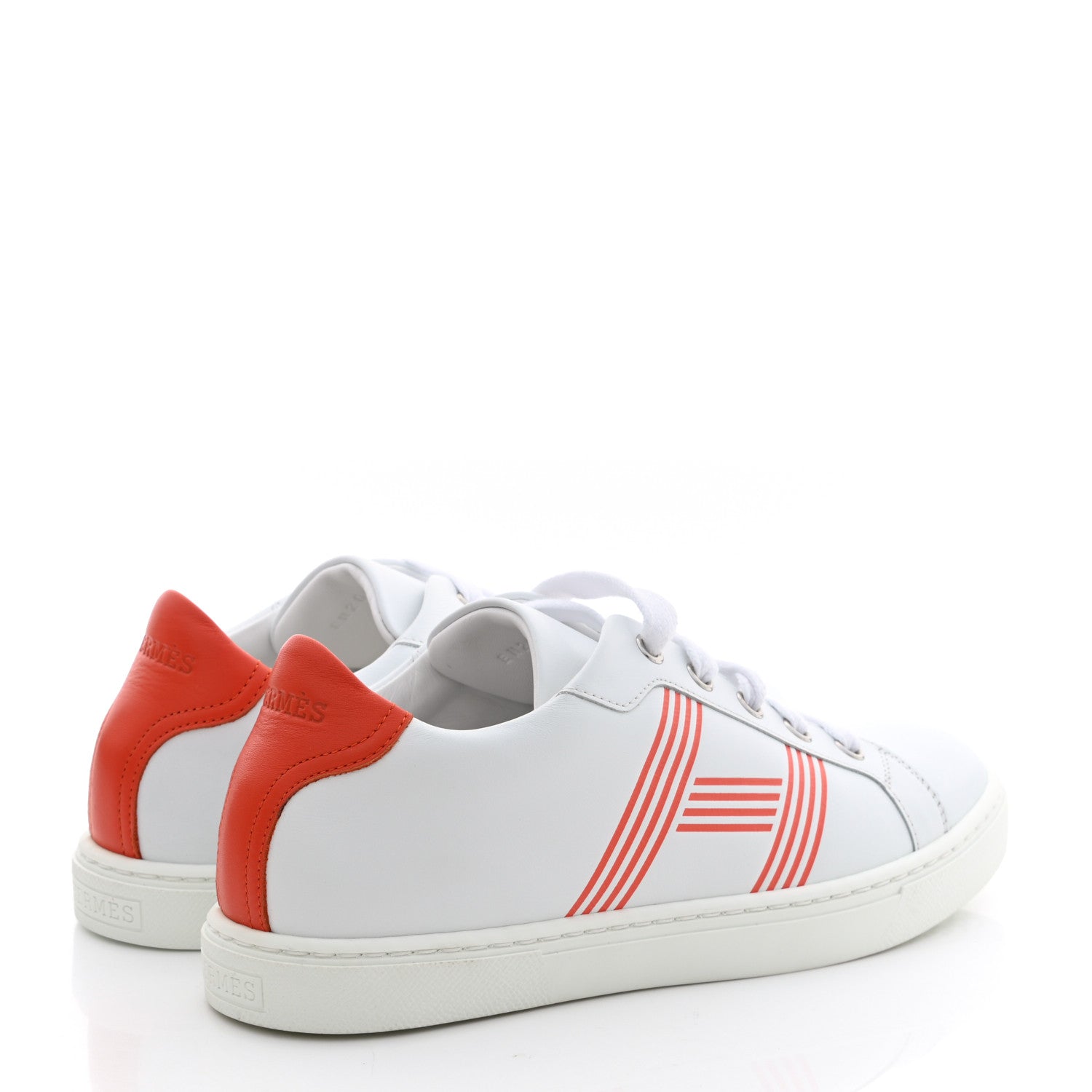 Hermes Calfskin Womens Advantage Sneakers 36.5 White Orange 4 of 9