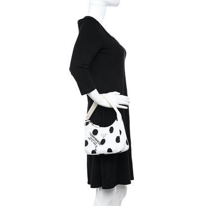 Prada Tessuto Nylon Polka-Dot Mini Re-Edition 2000 Bag White Black 2 of 11
