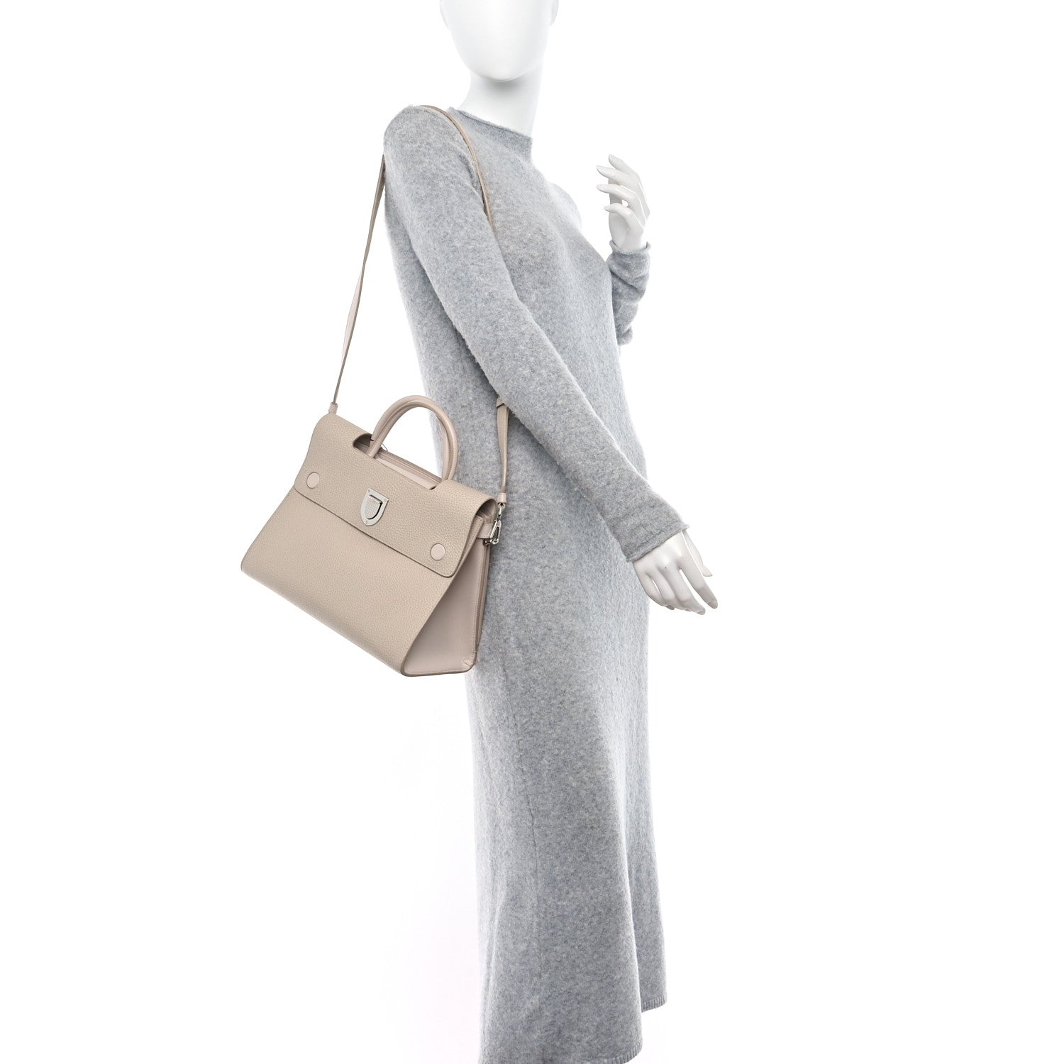 Christian Dior CHRISTIAN DIOR Grained Calfskin Medium Diorever Flap Tapioca 2 of 14
