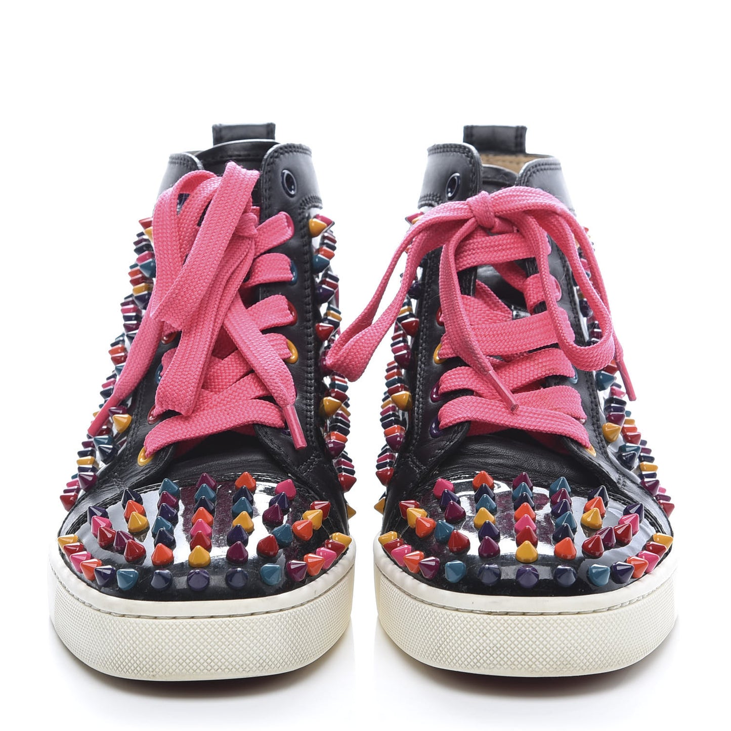 Calfskin Spike Louis Flat Sneakers 38 Black Multi