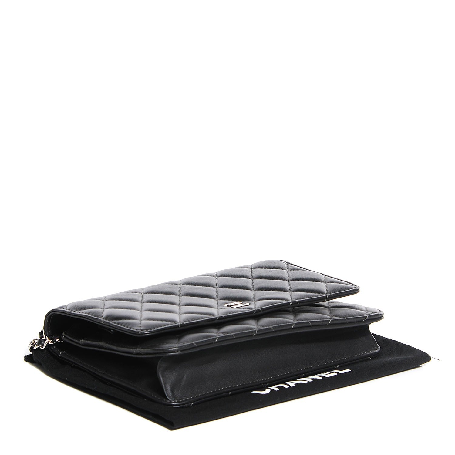 Chanel Lambskin Quilted Wallet On Chain WOC Dark Grey 4 of 9