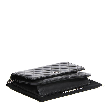 Chanel Lambskin Quilted Wallet On Chain WOC Dark Grey 4 of 9