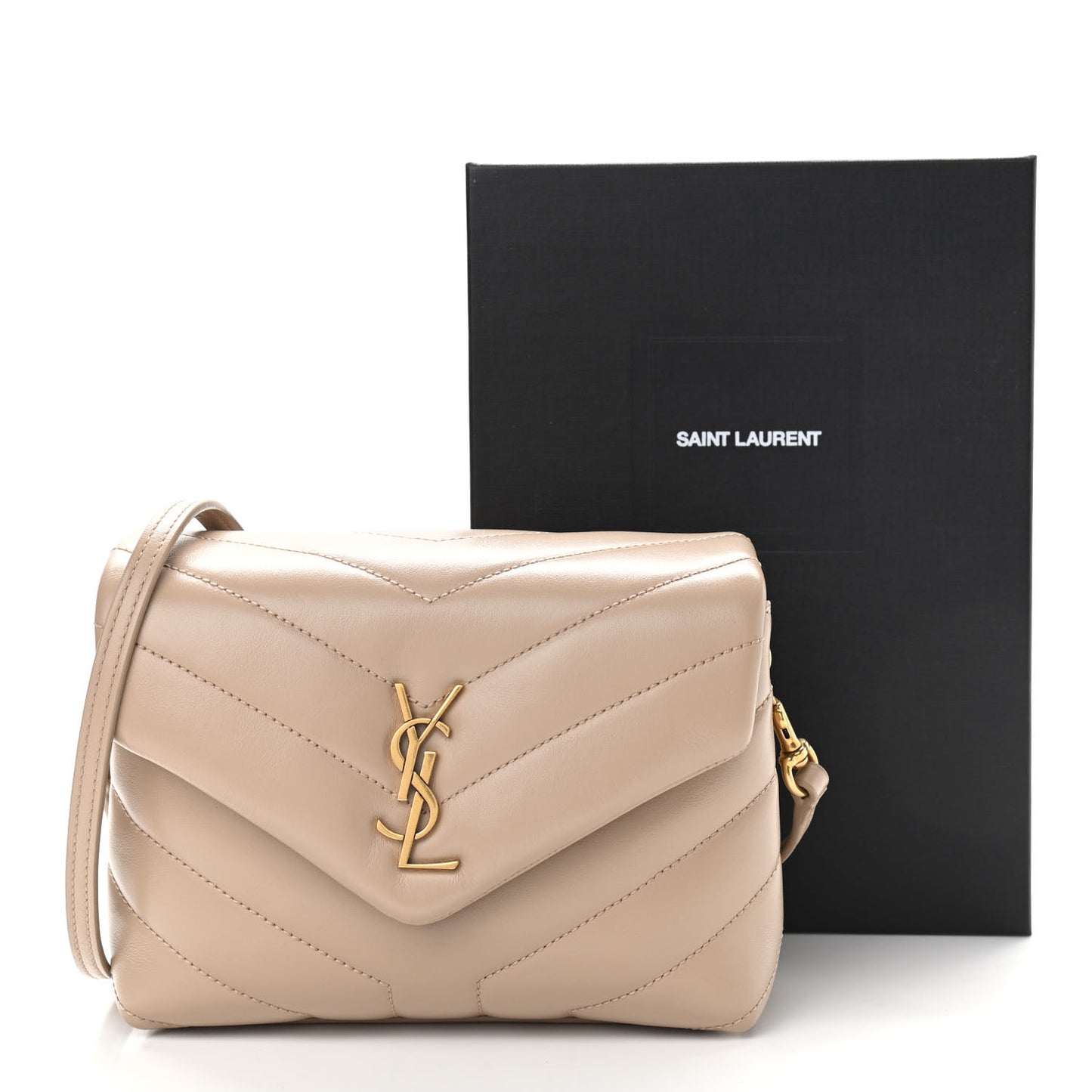 Calfskin Y Quilted Monogram Toy Loulou Crossbody Bag Dark Beige