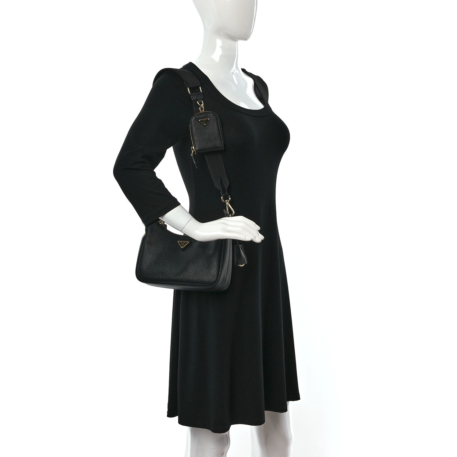 Prada Saffiano Lux Re-Edition 2005 Shoulder Bag Black 2 of 14