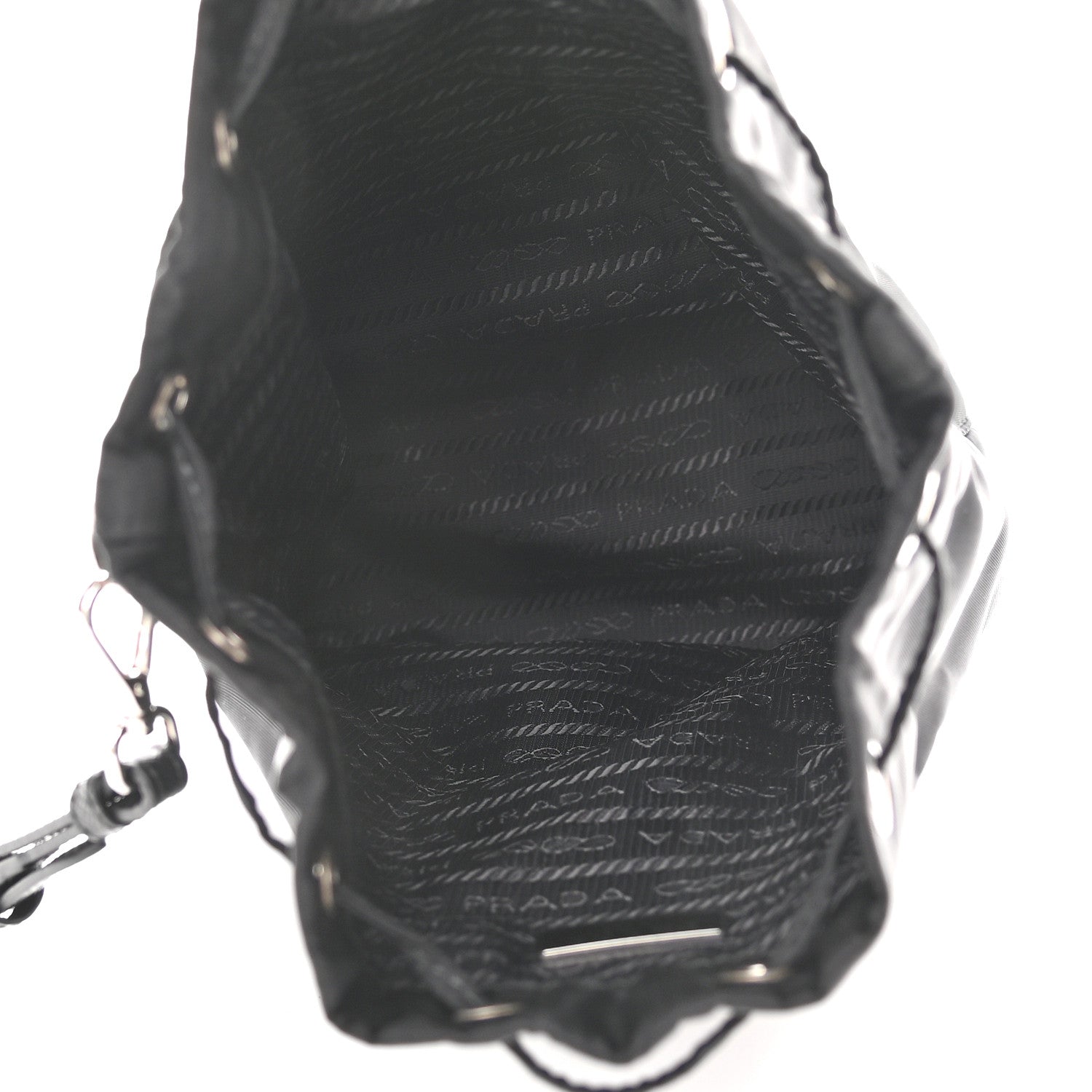 Prada Saffiano Tessuto Nylon Vela Bucket Wristlet Black 6 of 9