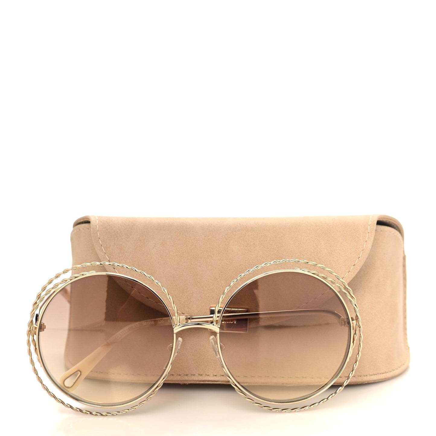 Metal Carlina Oversize Round Sunglasses CE114ST Gold