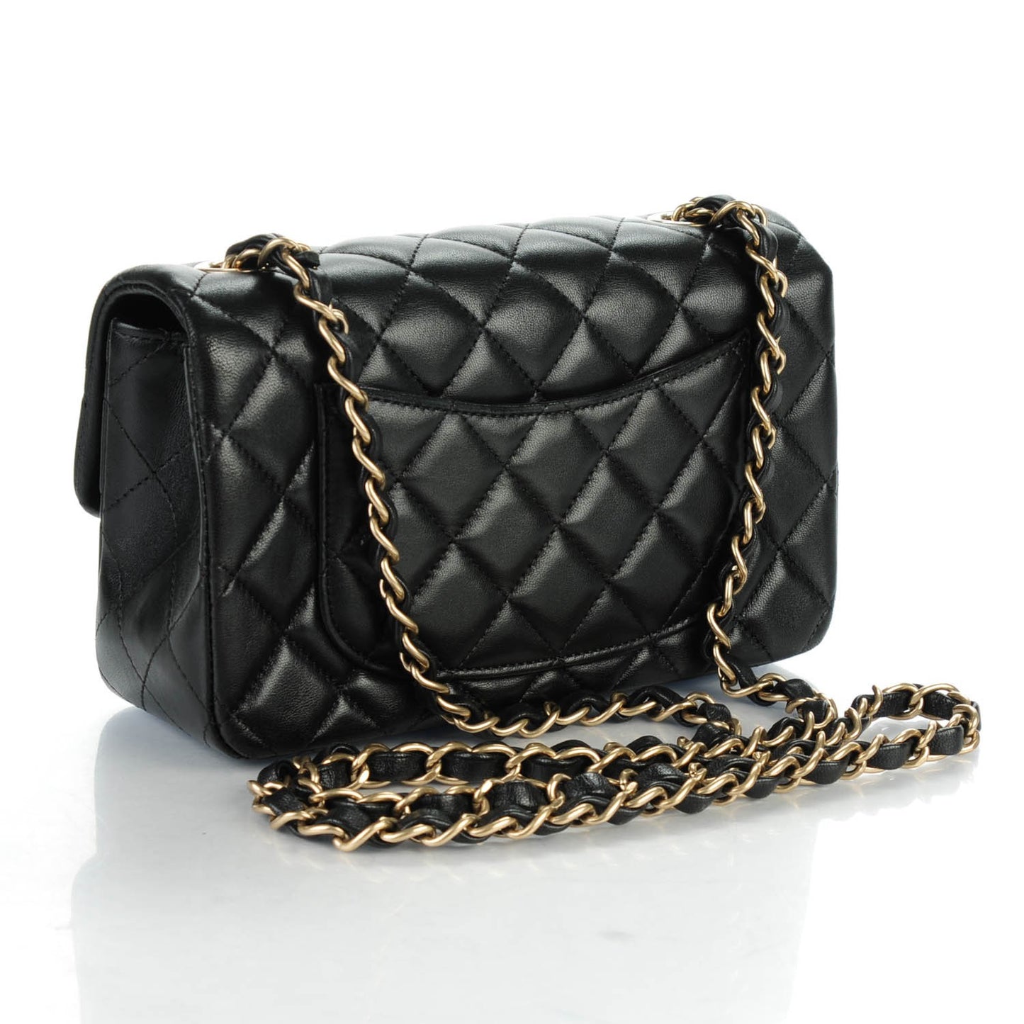Lambskin Quilted Mini Rectangular Flap Black