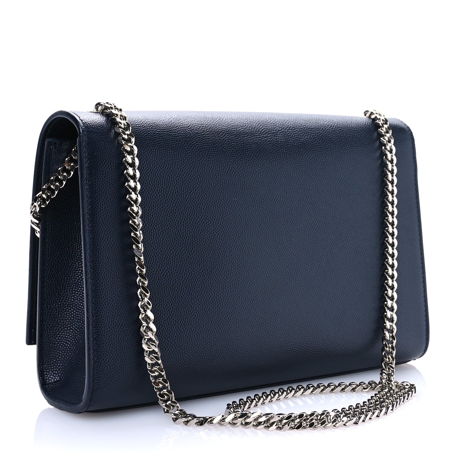Saint Laurent Grain De Poudre Medium Classic Monogram Kate Satchel Deep Marine 3 of 10