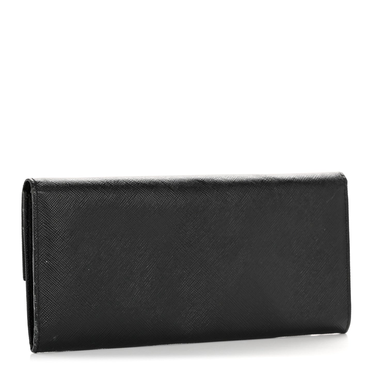 Saffiano Triangle Continental Flap Wallet Black