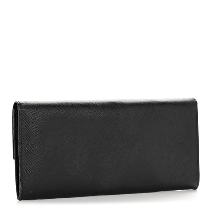 Prada Saffiano Triangle Continental Flap Wallet Black 3 of 11
