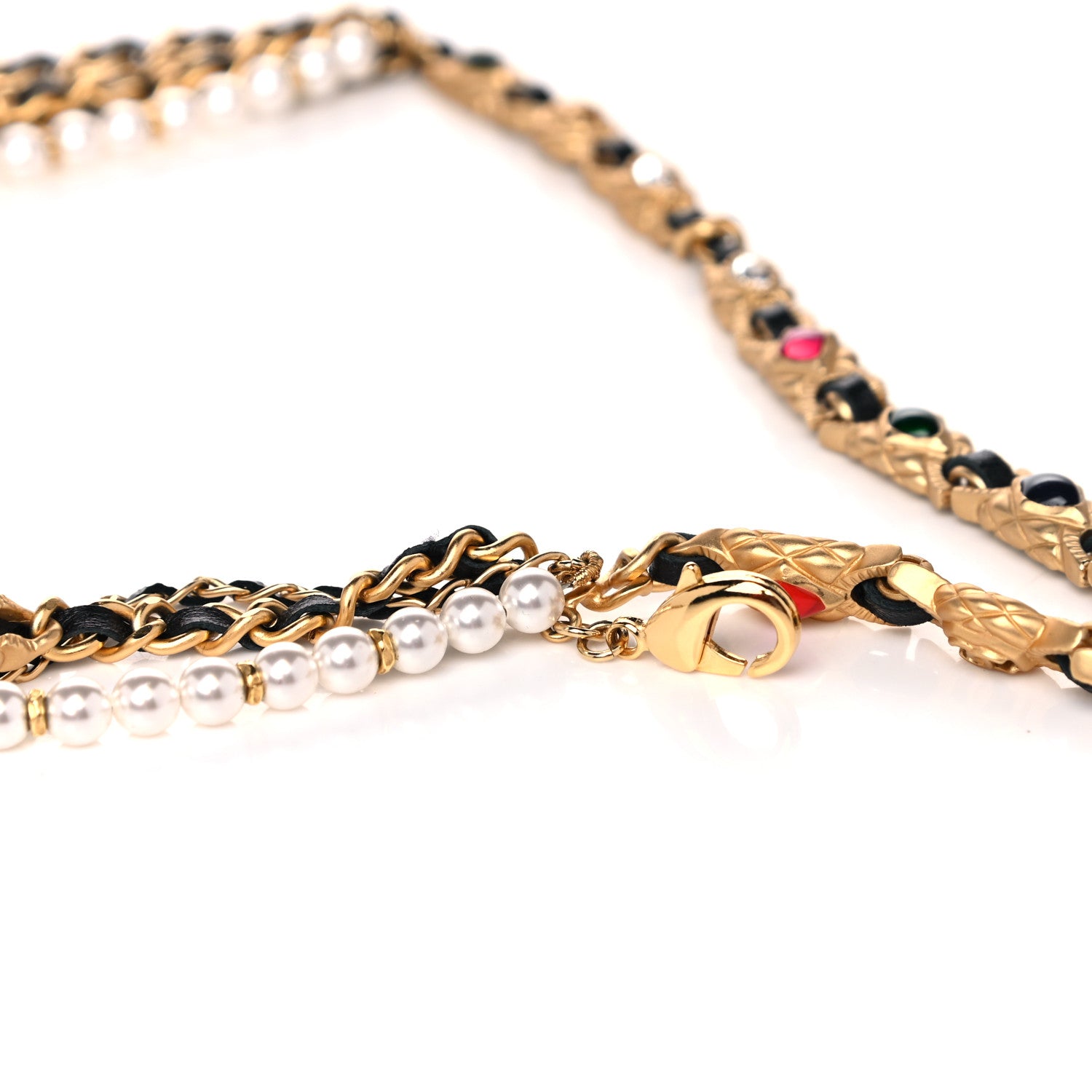 Chanel Lambskin Pearl Lock Chain CC Fancy Belt 90 Multicolor 4 of 5