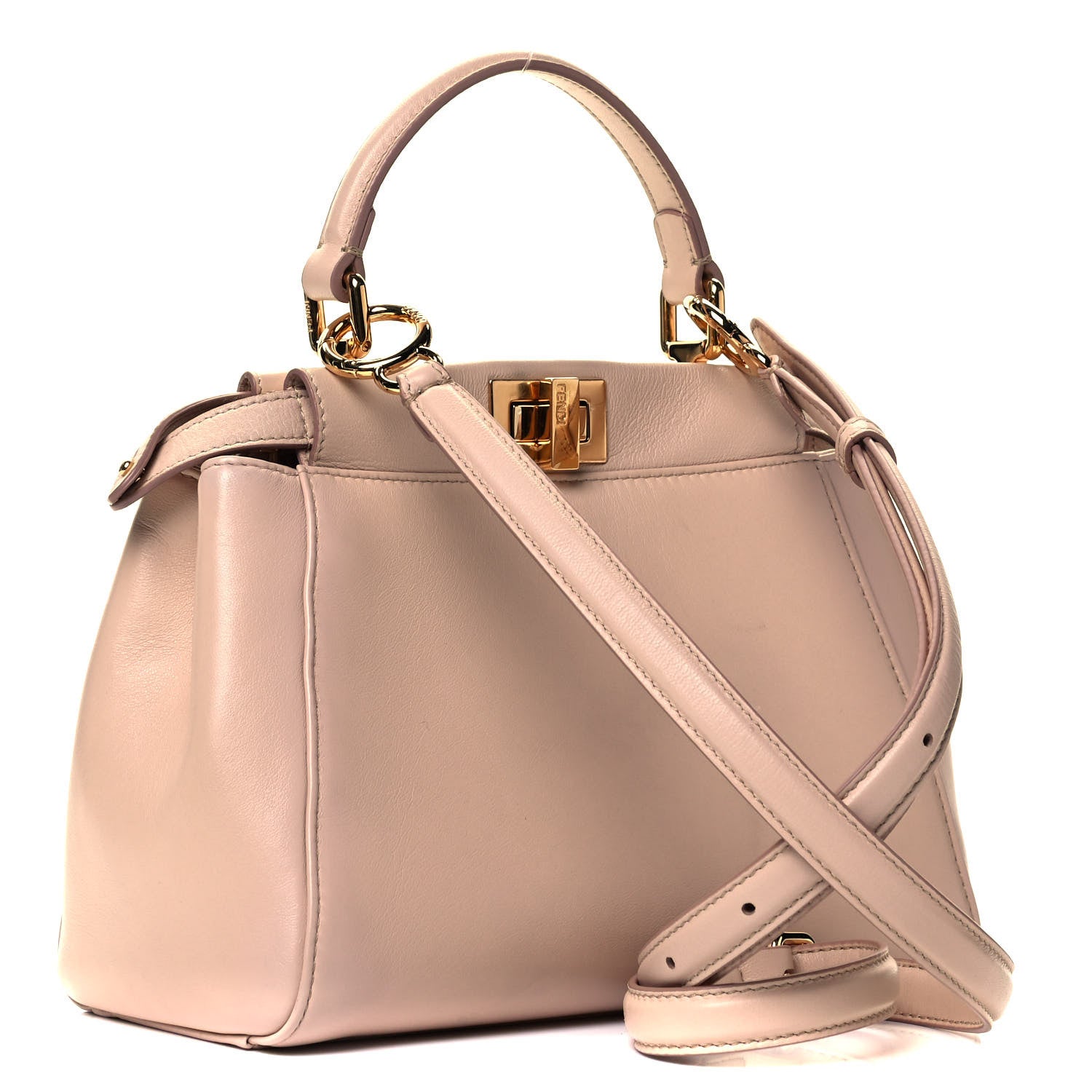 Fendi Nappa Stacked Bar Mini Peekaboo Iconic Satchel Rosa Plaster 3 of 9