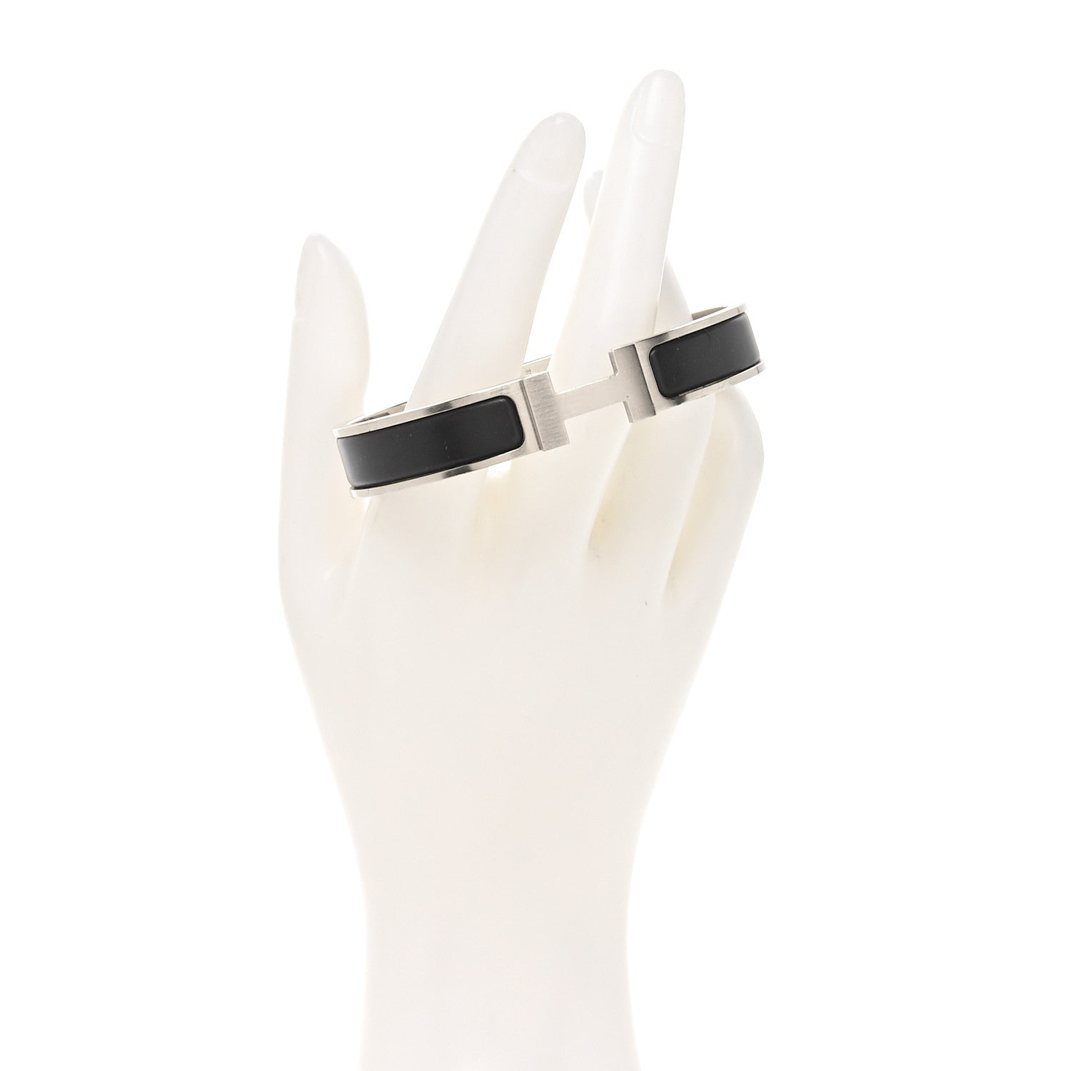 Hermes Matte Enamel Narrow Clic Clac HH Bracelet T6 Black 2 of 5