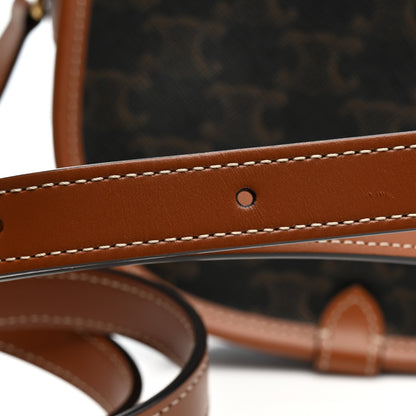Celine Triomphe Canvas Medium Folco Bag Tan 14 of 15