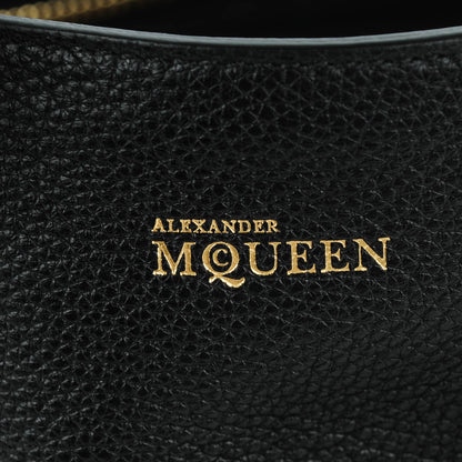 Alexander McQueen Pebbled Calfskin Small Skull Padlock Zip Around Tote Black 8 of 8