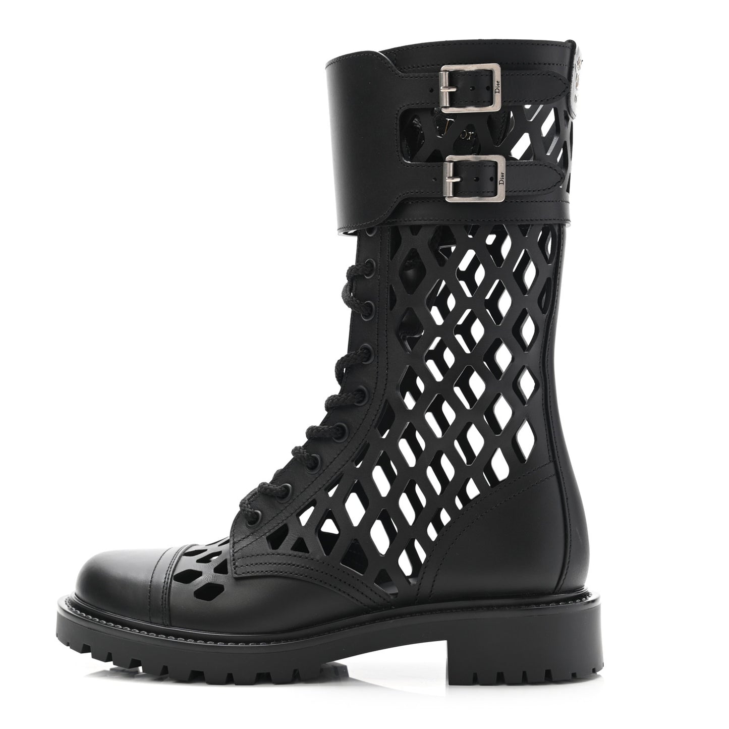 Matte Calfskin Womens D-Trap 30mm Tall Boots 36 Black