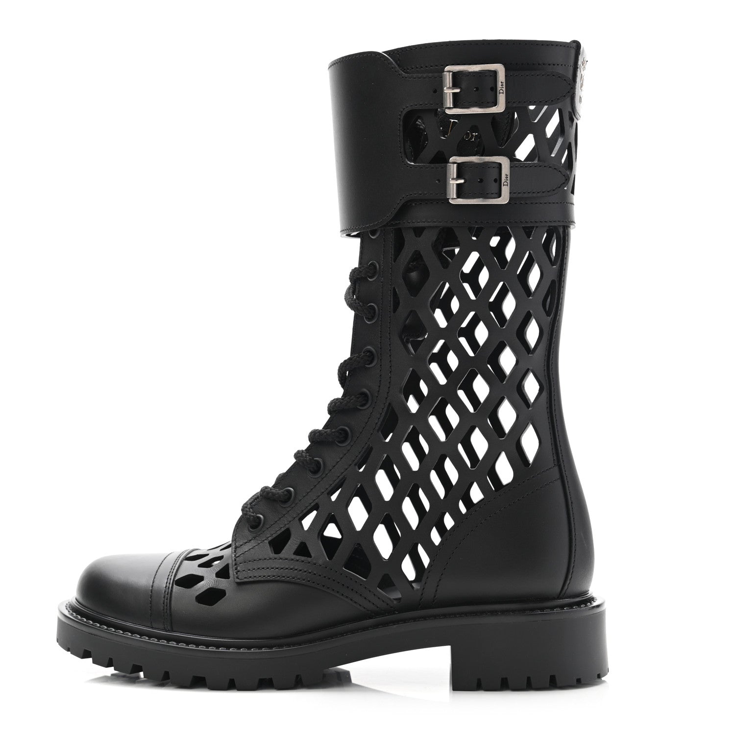 Christian Dior Matte Calfskin Womens D-Trap 30mm Tall Boots 36 Black 1 of 9