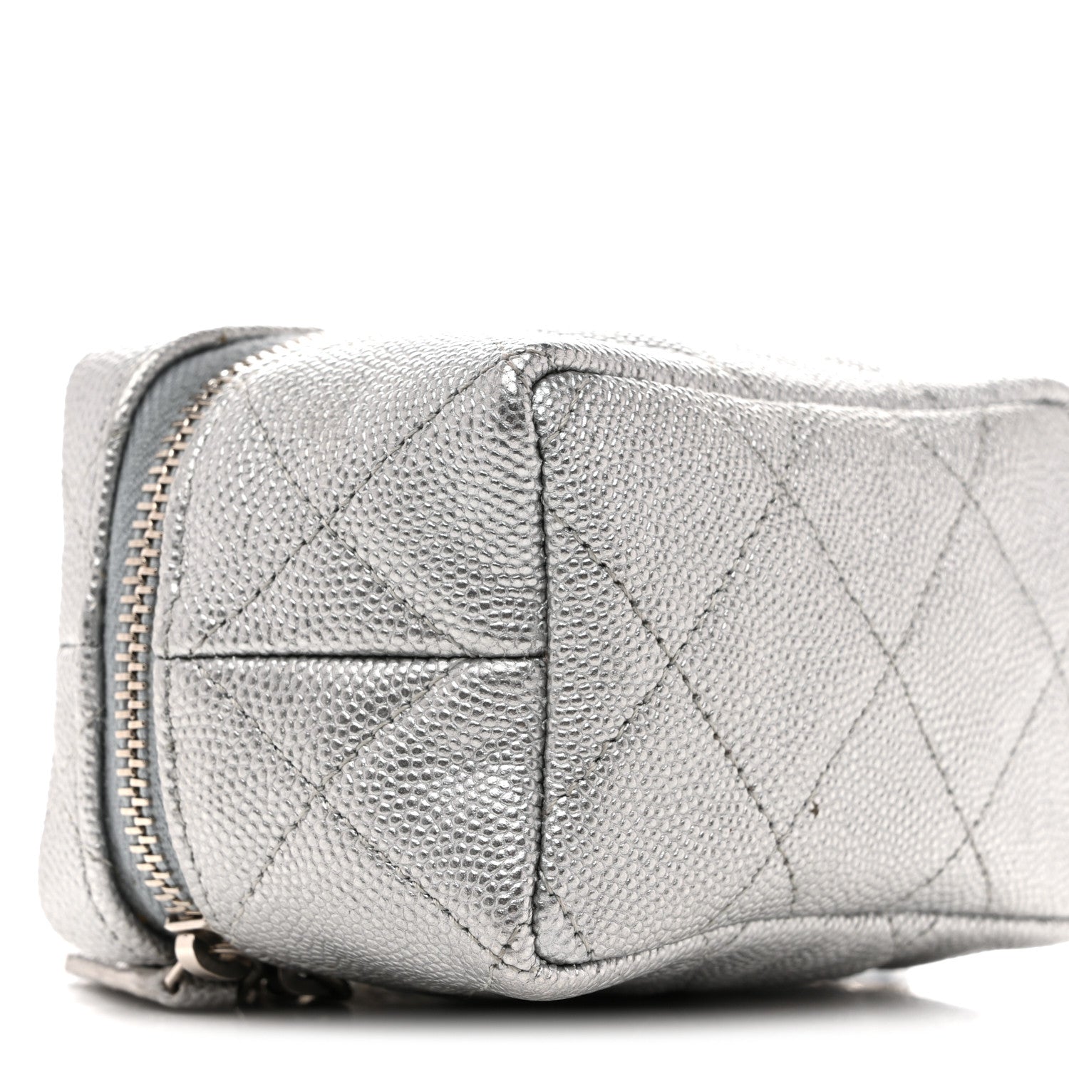 Chanel Metallic Caviar Quilted Mini Top Handle Vanity With Chain Silver 9 of 13