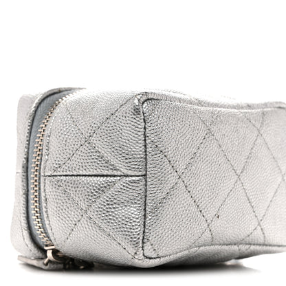 Chanel Metallic Caviar Quilted Mini Top Handle Vanity With Chain Silver 9 of 13