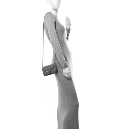 Gucci Calfskin Matelasse Aria Super Mini GG Marmont Shoulder Bag Deep Grey 2 of 13