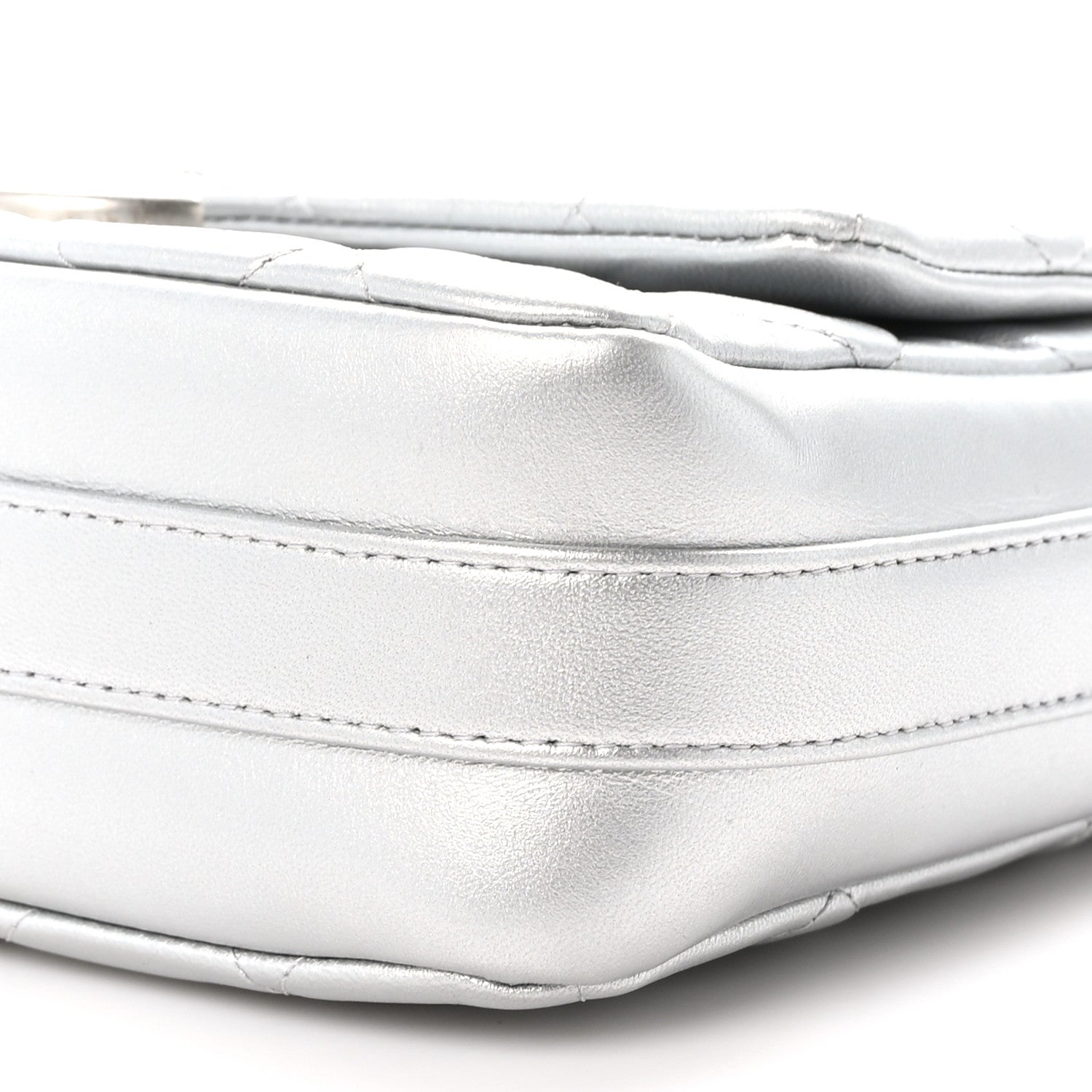 Chanel Metallic Lambskin Quilted Mini Maxi CC Flap Argent 10 of 11