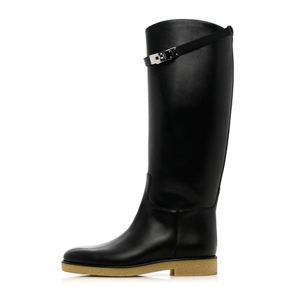 Hermes Calfskin Faustine Boots 38.5 Black 1 of 14