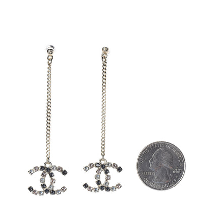 Chanel Crystal CC Drop Earrings Pink Grey Gold 2 of 4