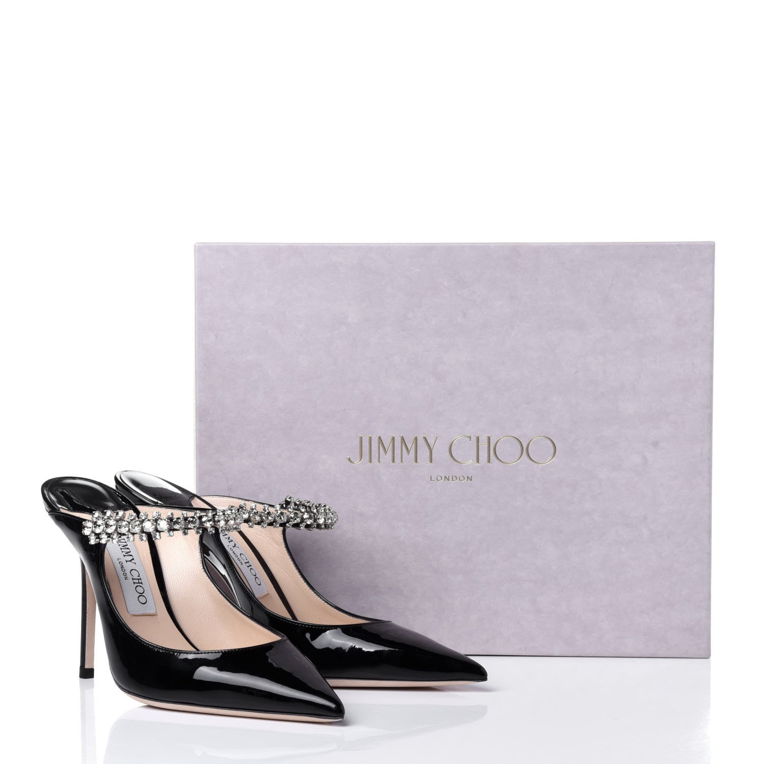 Jimmy Choo Patent Crystal Bing 100 Pumps 39 Black 11 of 11