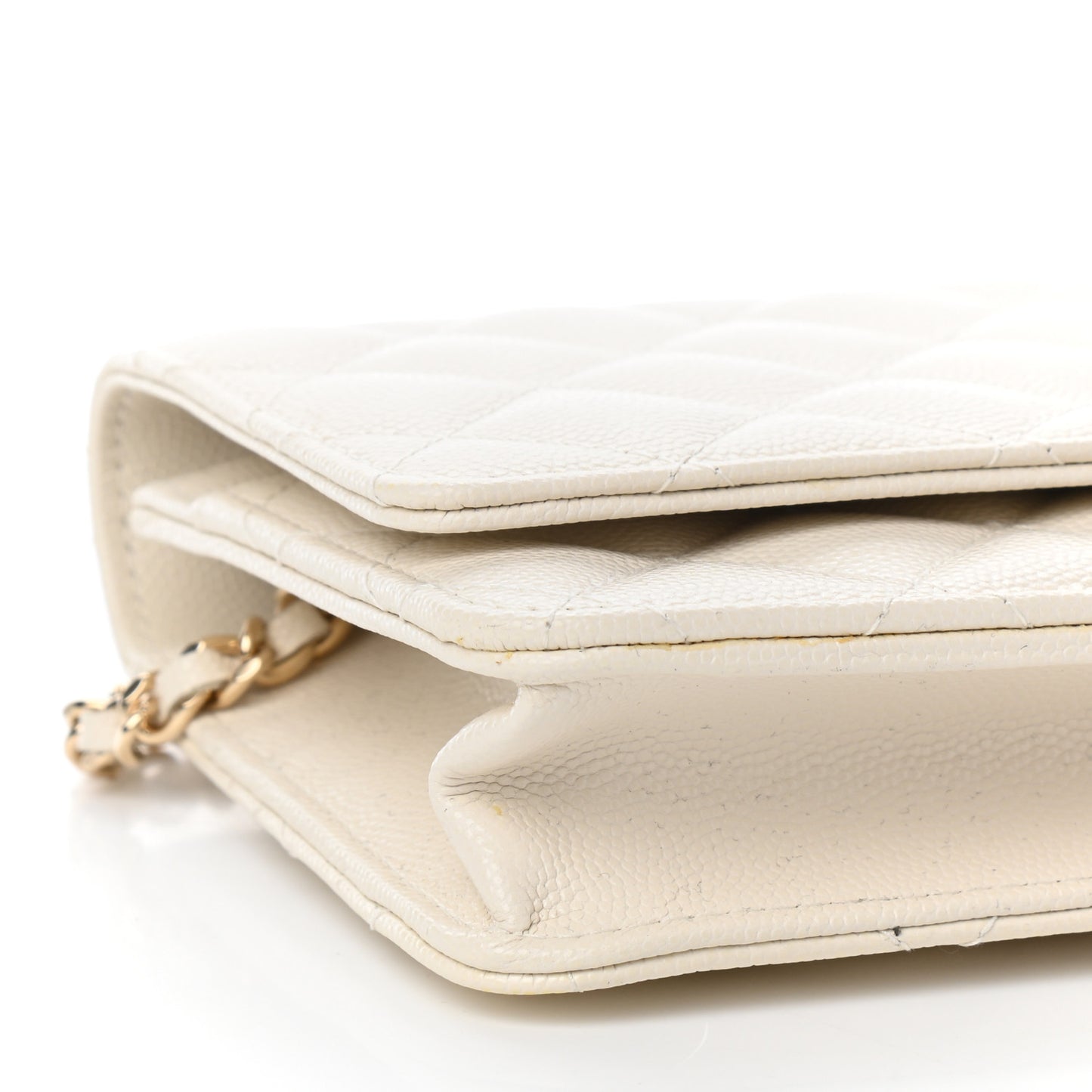 Caviar Quilted Wallet On Chain WOC White