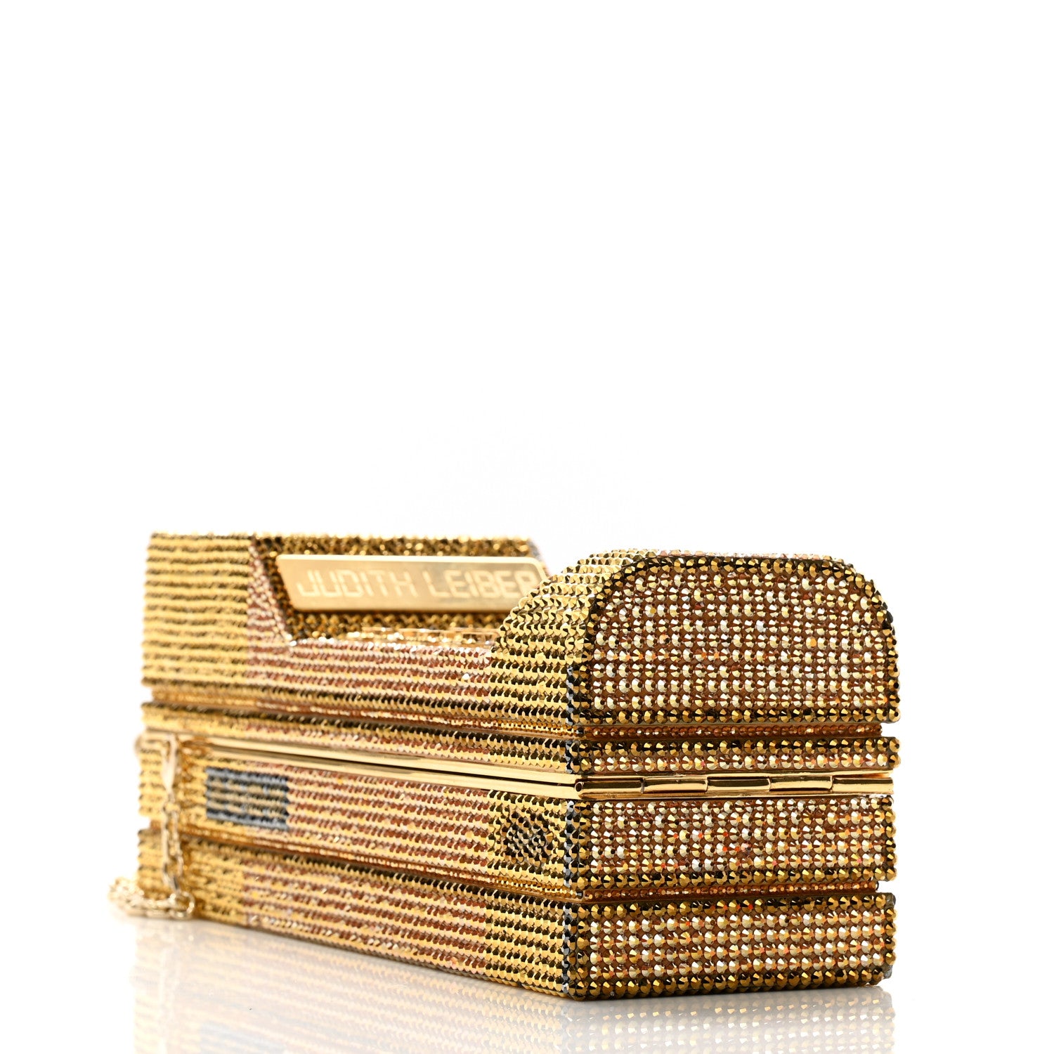 Judith Leiber Austrian Crystal Call Me Brick Phone Minaudiere Clutch Multicolor Gold 4 of 11