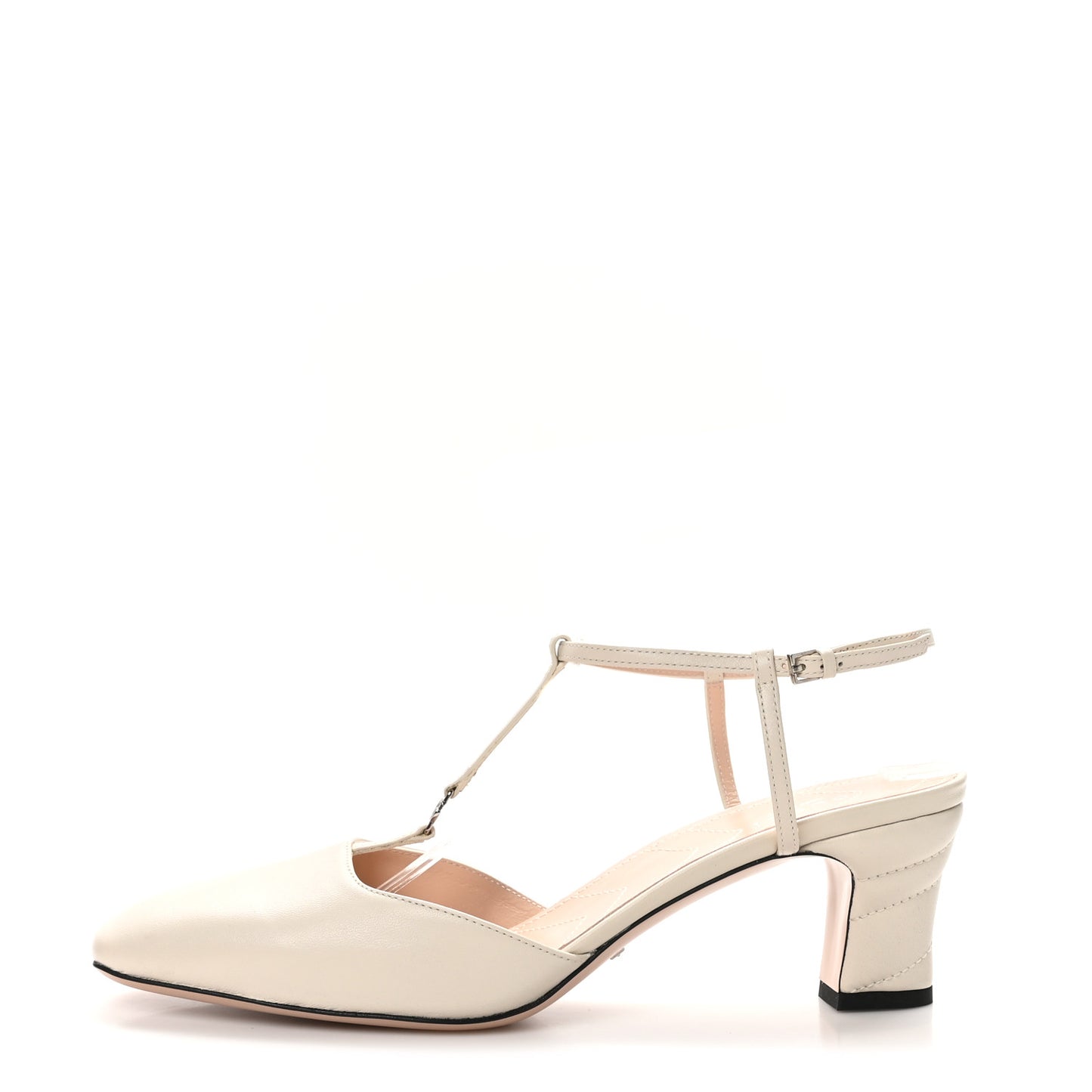 Nappa Charlotte Petite GG 55mm Slingback Pumps 40 New Mystic White