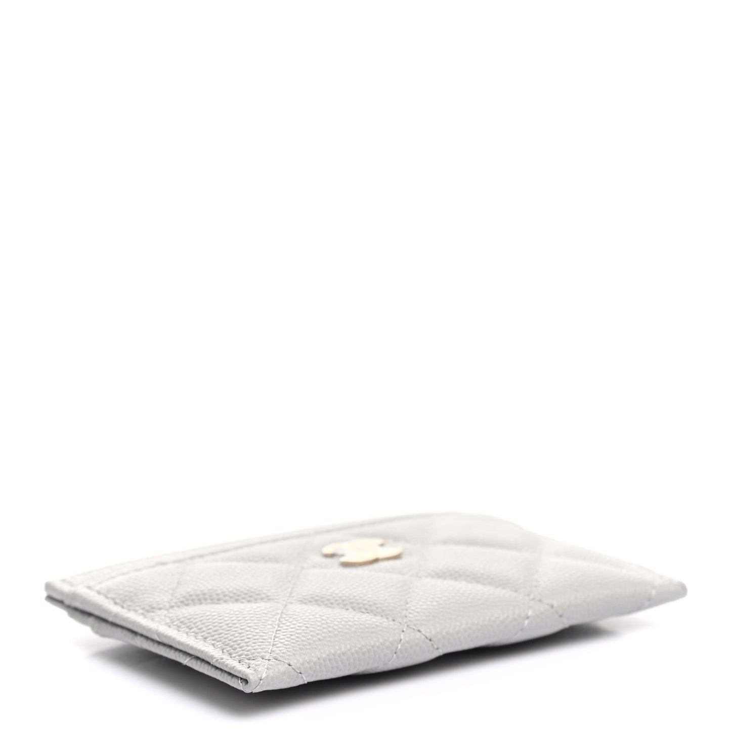 Caviar Quilted Card Holder Grey