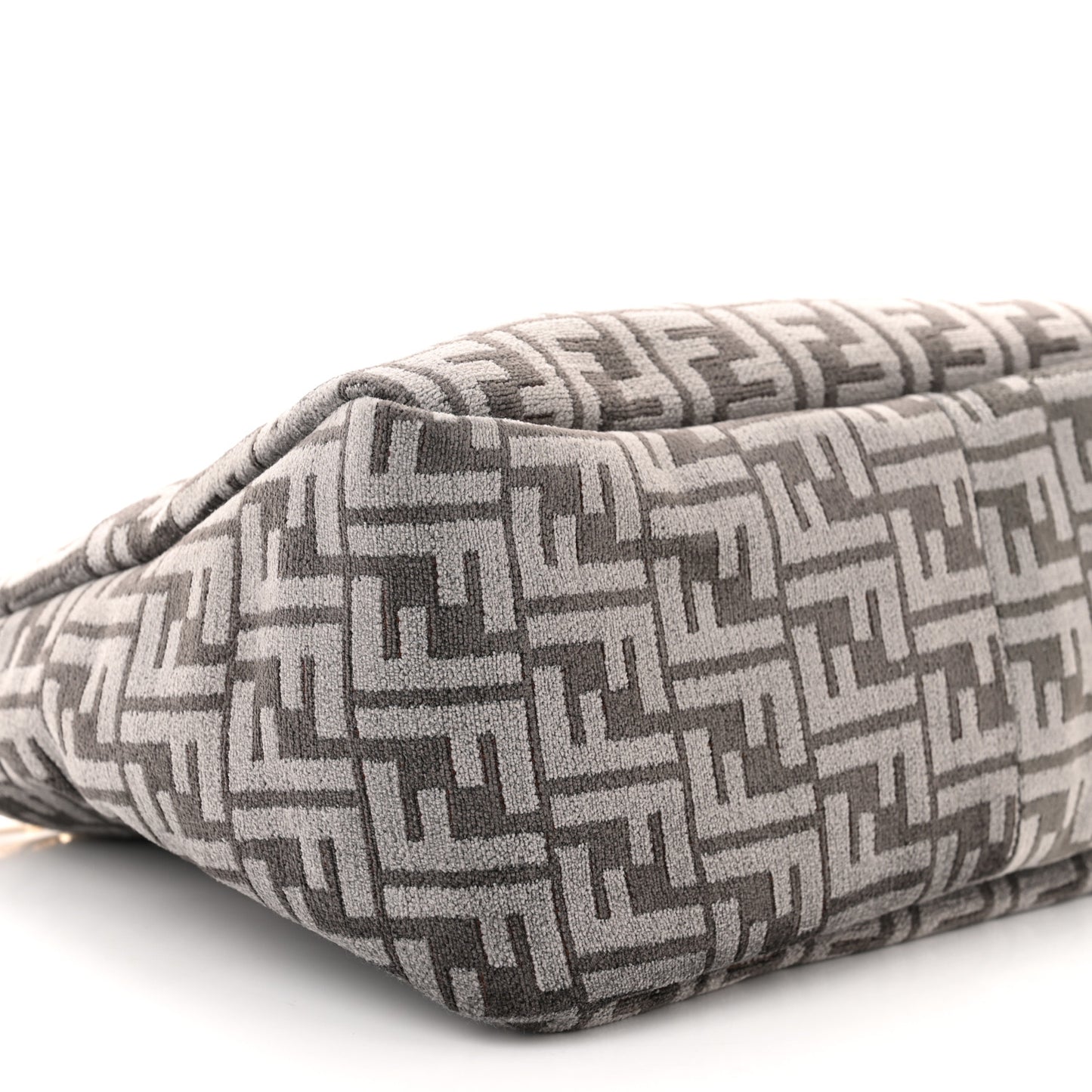 Chenille Vitello Seta Plexiglass FF Fendi O'Lock Zipper Anthracite Asfalto