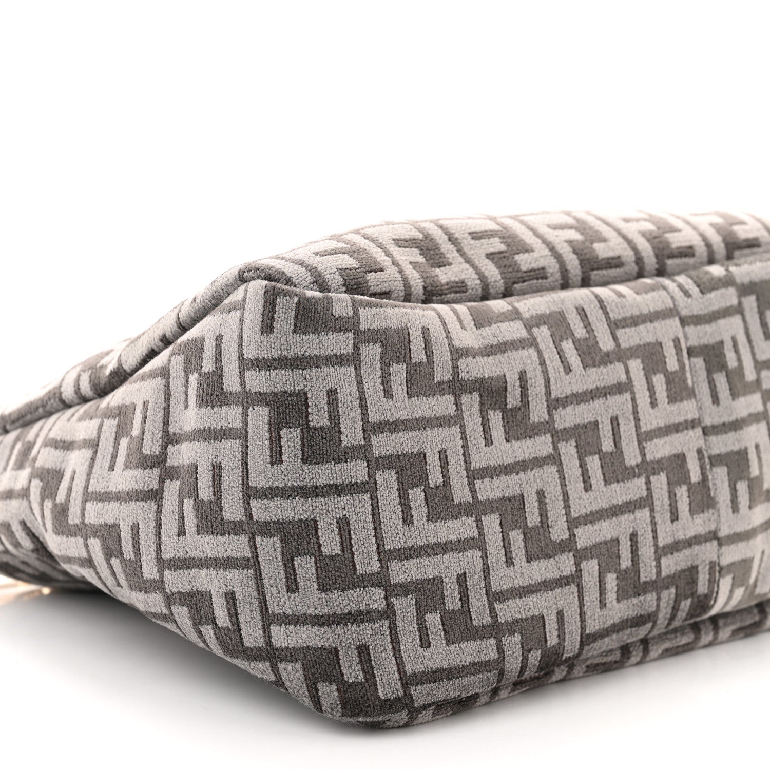 Fendi Chenille Vitello Seta Plexiglass FF Fendi O'Lock Zipper Anthracite Asfalto 9 of 10