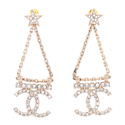 Chanel Crystal Star Drop CC Earrings Gold 1 of 5