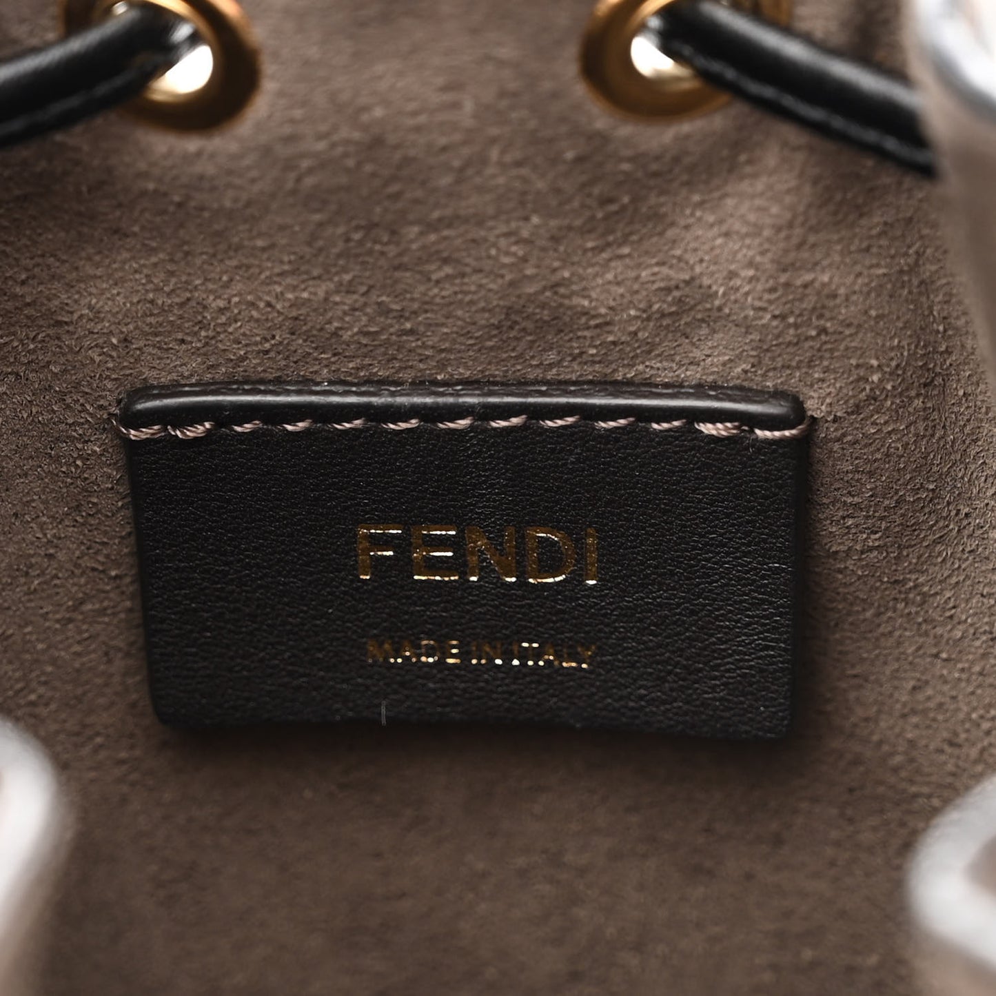 Vitello Liberty F is Fendi Bi-Color FF 1974 Embossed Mini Mon Tresor Bucket Bag Maya Black