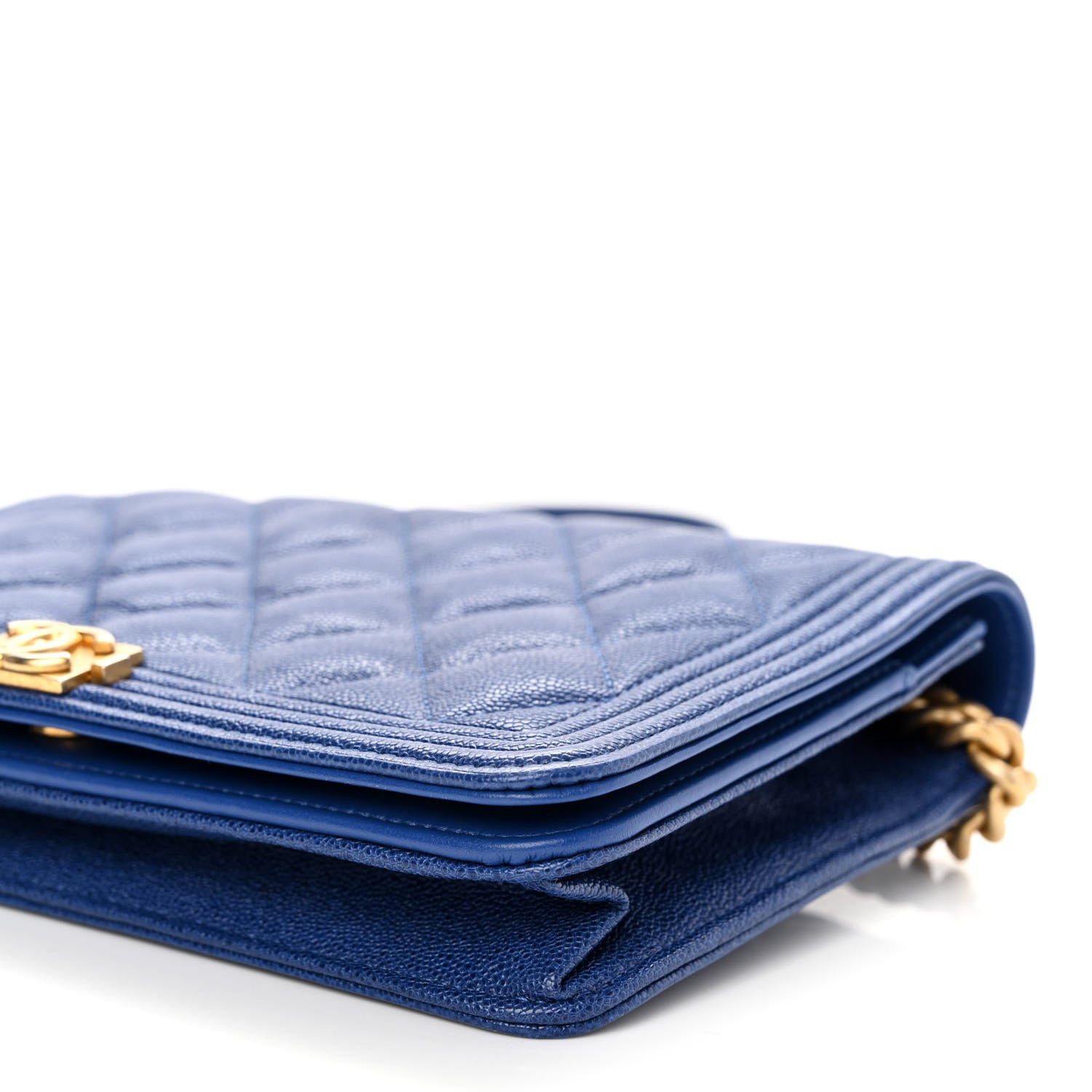 Chanel Caviar Quilted Boy Wallet On Chain WOC Blue 10 of 12
