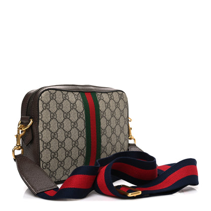 Gucci GG Supreme Monogram Textured Dollar Calfskin Web Ophidia Wristlet Shoulder Bag Beige Ebony New Acero 3 of 10