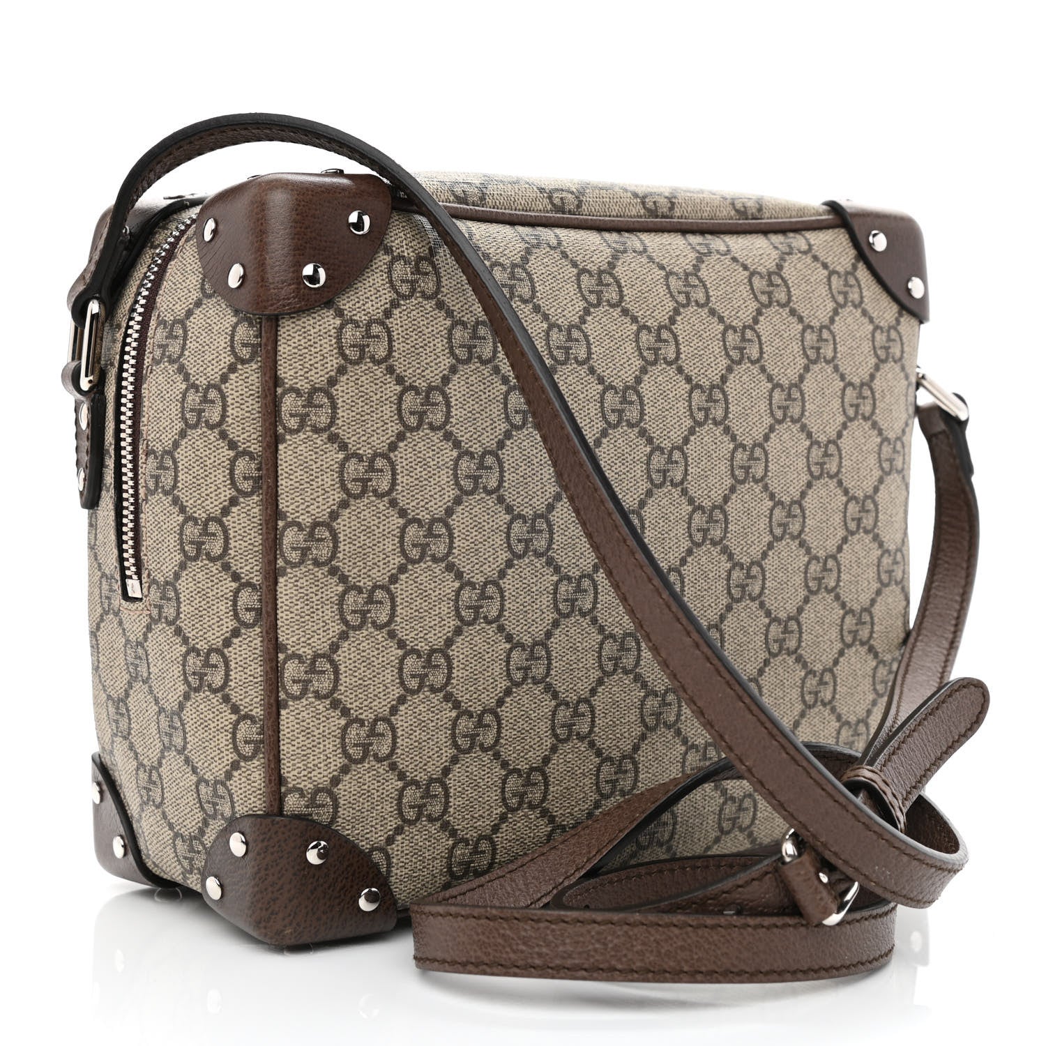 Gucci GG Supreme Monogram Textured Calfskin Square Messenger Bag Beige Ebony New Acero 3 of 10