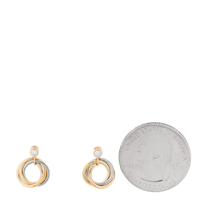 Cartier 18K Pink Yellow White Gold Diamond Trinity Drop Earrings 2 of 5