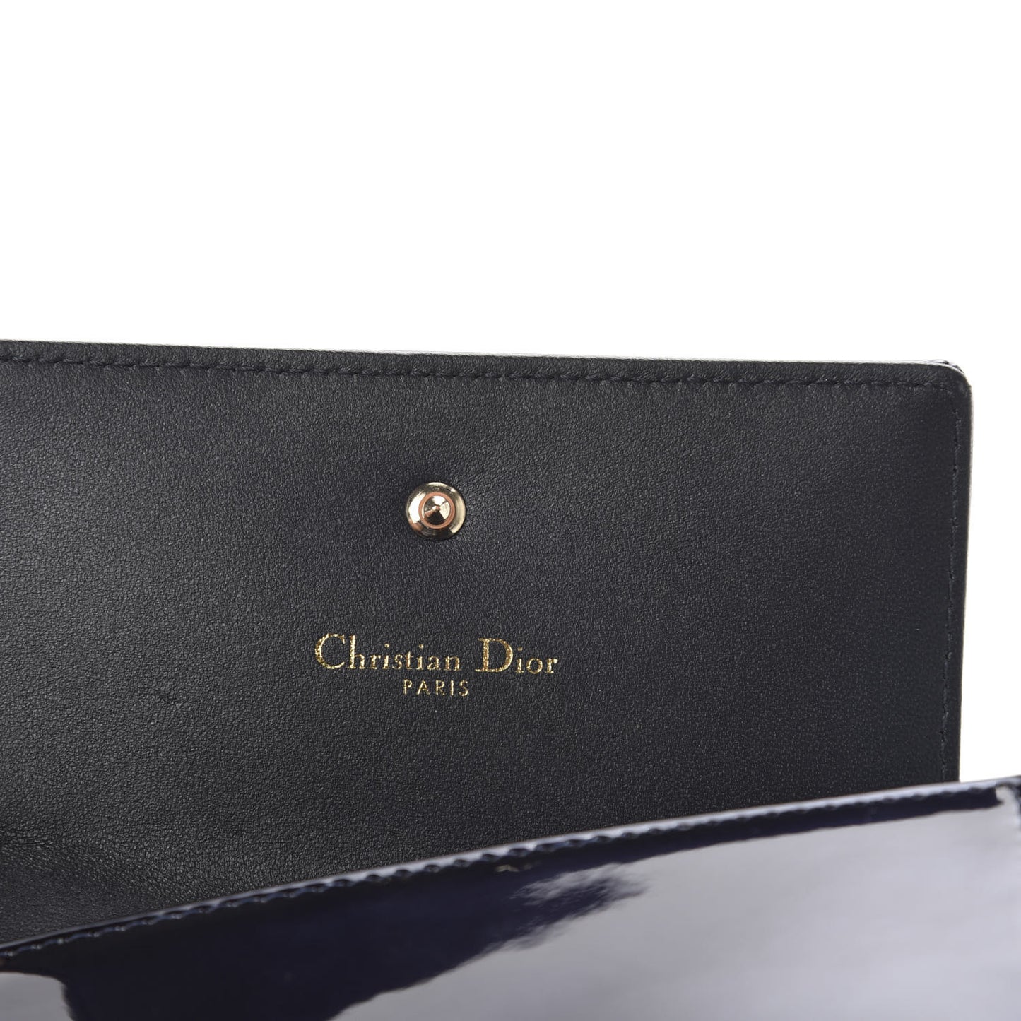 Metallic Patent Micro-Cannage Diorama Elancee Wallet Dark Blue