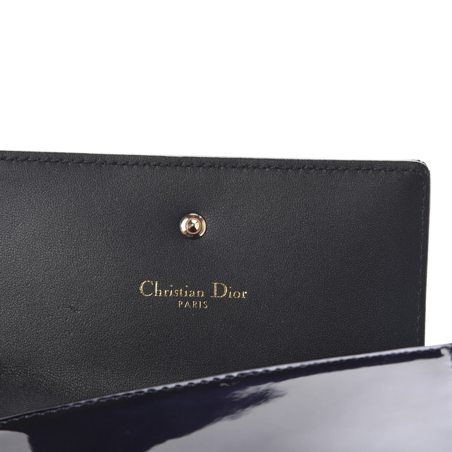 Christian Dior Metallic Patent Micro-Cannage Diorama Elancee Wallet Dark Blue 6 of 7